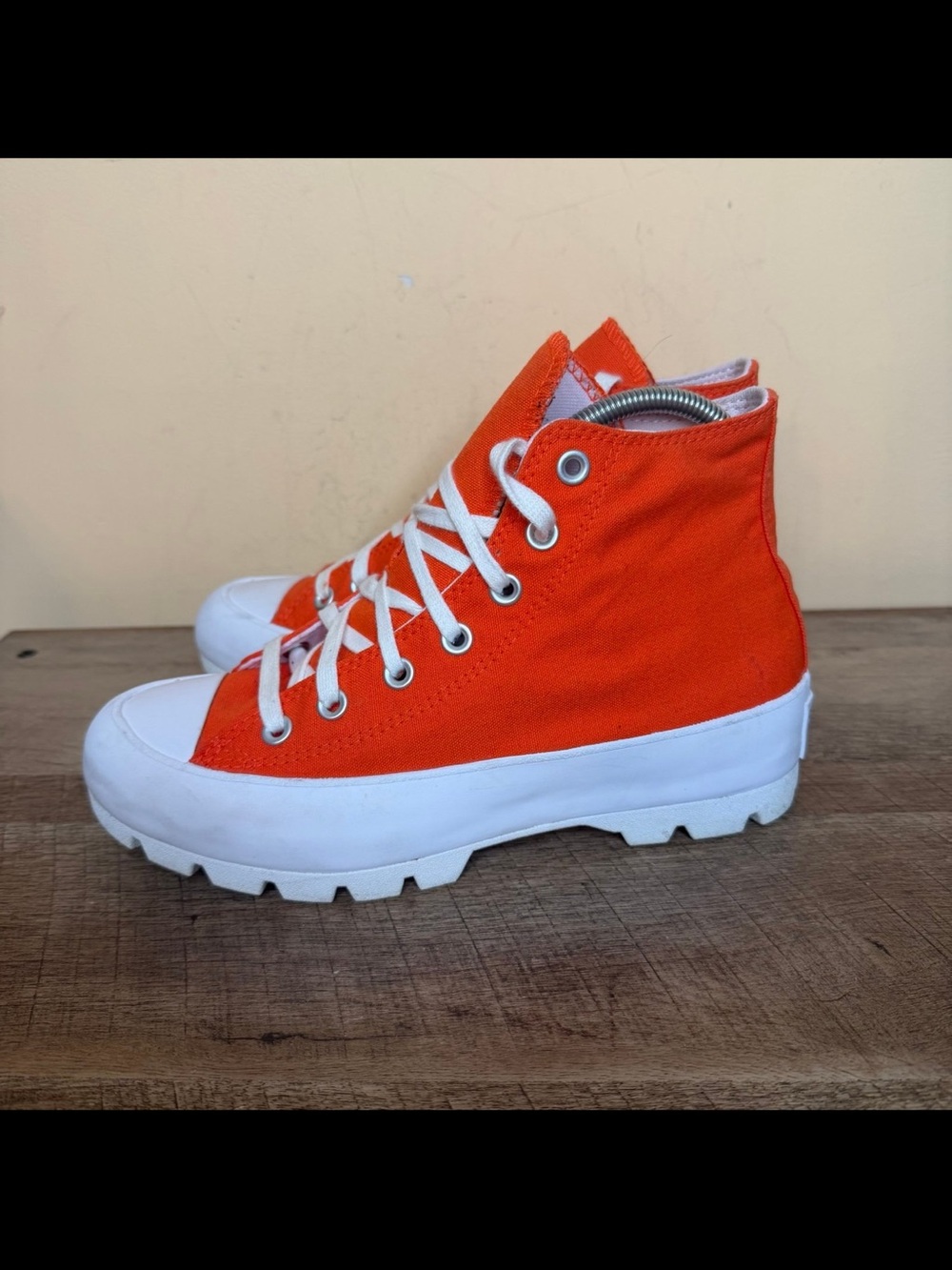 Converse Chuck Taylor Platform Lugged Hi Tops Orange W Sz 8 sneakers trainers - Picture 3 of 8